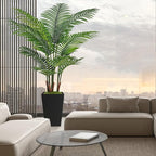 6FT Artificial Palm Tree, Tall Faux Palm Tree Indoor with Black Fake Plants Tall, Artificial Plants with Lifelike Leaves for Home Office Decor (Black)