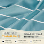 LuxClub 4 PC King Size Sheet Set Bed Sheets, Breathable Luxury Deep Pockets Wrinkle Free Cooling Sheets Machine Washable Hotel Bedding (King, Striped Light Blue)