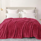 Exclusivo Mezcla Plush Fuzzy Fleece Bed Blanket King Size, Super Soft, Fluffy and Warm Blankets, Suitable for All Seasons (Deep Red, 90x104 Inches)