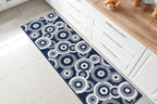 Custom Length Cut to Size Retro Modern Coastal Carpet Runner Rug for Hallways, Non Slip Rubber Backed, 31 inch Wide X Customized Length, Geo Blue, 31 inch X 3 feet, Doormat Size