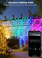 Brightown Smart Icicle Lights for Outside, 33Ft 304 LED RGB Smart Christmas Lights with 58 Preset Modes, App or Remote Control, Music Sync, Memory and Timer Function for Indoor/Outdoor Use