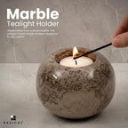 Radicaln Marble Tealight Candle Holder 4" Inches Oceanic Handmade Decorative Candle Accent for Wedding Table, Farmhouse Dining Table Centerpiece, Ideal Set of 3 Small Votive Candle Holders
