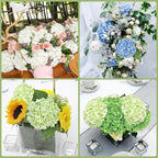 3 Pcs Real Touch Hydrangea Artificial Flowers, 21" Light Green Full Faux Hydrangea Flowers Latex Fake Flowers for Home Decor Party Floral Arrangements Wedding Bouquets Centerpieces Outdoor Decor