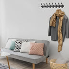 Coat Rack Wall Mount with 8 Tri Hooks, Stainless Steel 24 Inch – Black Matte Finish, Heavy Duty Wall Mounted Hook Rack for Coats, Hats, Towels, Scarfs, Robes, Bags, Entryway & Bathroom - 2 Pack