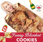 Jorbest Cookie Blanket Birthday Gifts for Women Men Teen Boys Girls, Double Sided Novelty Cookie Throw Blanket Funny Gifts for Adult Kids, 285 GSM Soft Flannel Food Blanket (Dark Brown, 60 inches)