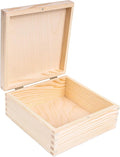 Wooden Storage Box Unpainted Plain | 6.37 x 6.37 x 2.83 in | Square Box with Lid | Perfect for Storing Valuables & Small Items in The Office or Bedroom | Jewelry Box
