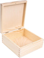Wooden Storage Box Unpainted Plain | 6.37 x 6.37 x 2.83 in | Square Box with Lid | Perfect for Storing Valuables & Small Items in The Office or Bedroom | Jewelry Box