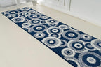 Custom Length Cut to Size Retro Modern Coastal Carpet Runner Rug for Hallways, Non Slip Rubber Backed, 31 inch Wide X Customized Length, Geo Blue, 31 inch X 11 feet