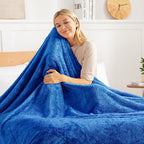 Exclusivo Mezcla Plush Fuzzy Fleece Bed Blanket King Size, Super Soft, Fluffy and Warm Blankets, Suitable for All Seasons (Cobalt Blue, 90x104 Inches)