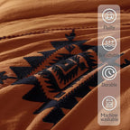 MaiRêve Burnt Orange Embroidery Comforter Set King Size - 7 Pieces, Farmhouse Western Bedding Sets All Season, Boho Bed in A Bag King with Sheets, Comforters, Pillowcases & Shams