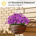 AGIRL 24 Bundles Artificial Flowers for Outdoor,No Fade Fake Plastic Flowers Faux Plants for Decoration Hanging Planters Indoor Outside Garden Porch Window Box Home Wedding Farmhouse