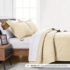 Love's cabin Twin Quilt Set Camel Bedspreads - Soft Bed Fall Lightweight Bedspread Comforter - Modern Style Coin Pattern Coverlet for All Season - 2 Pieces (1 Quilt, 1 Pillow Sham)