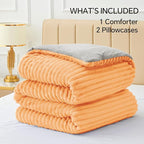 BEDELITE Fleece Queen Comforter Set -Super Soft & Warm Fluffy Coral Bedding, Luxury Fuzzy Heavy Bed Set for Winter with 2 Pillow Cases