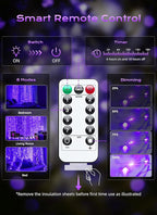 Brightown 300 LED Purple Halloween Fairy Curtain Lights, 9.8ft x 9.8ft Curtain String Lights, USB Plug in 8 Lighting Modes LED Christmas String Hanging Lights with Remote for Bedroom Indoor Weddings