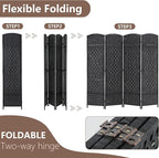 4 Panel Room Divider Folding Privacy Divider 6 Ft Indoor Wall Divider Portable Partition Wood Screen, Black