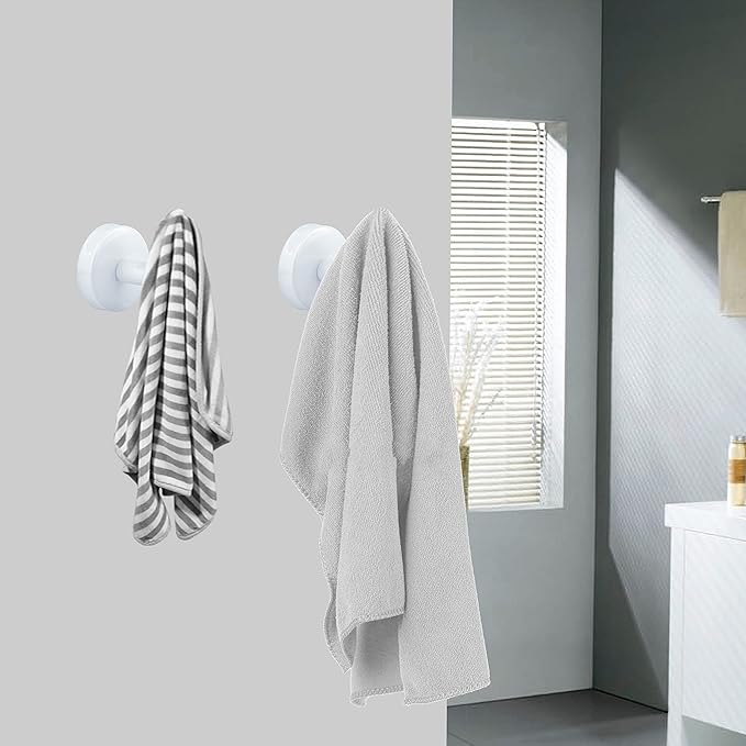 4 Pack Towel Hooks Bathroom Wall Hook Holder Stainless Steel Coat Robe Clothes Hook for Bath Kitchen Hotel Garage（White）