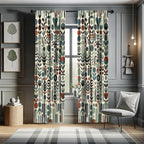 Ambesonne Leafy Art Window Curtains Pack of 2, Scandinavian Leaves Pattern with Geometric Roundy Modern Boho Print, Lightweight Set with Rod Pocket, 4 Panels of - 28" x 95", Pale Green Redwood Teal