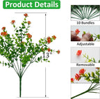 Artificial Mums Fall Flowers for Outdoors Fake Plants, 16 Bundles Faux Eucalyptus Flower Plants UV Resistant No Fade Faux Shrubs Home Garden Thanksgiving Porch Patio Autumn Decoration