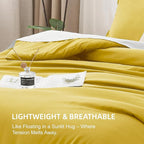 Litanika Mustard Yellow Comforter Set Twin/Twin XL Size, 2 Pieces Lightweight Solid Bedding Comforter Set, All Season Fluffy Bed Set (66x90In Comforter & 1 Pillowcase)