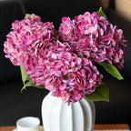 3PCS 22 inch Realistic Artificial Hydrangea Large Real Touch Flowers Artificial Flowers Dry Flowers Outdoor Wedding Christmas Office Family Party Living Room Table Decoration (Rose Red)