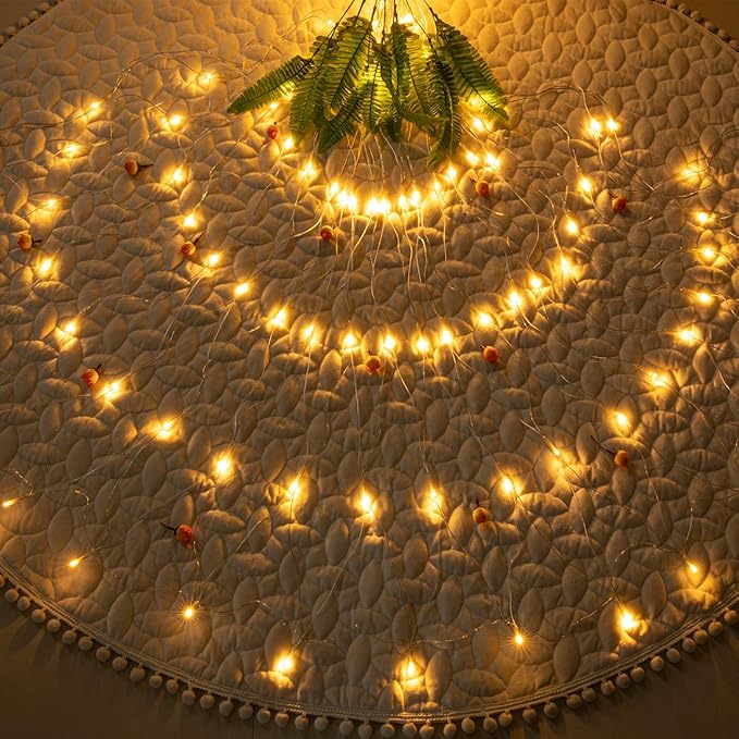 AWQ 200 LED 9.8ft x 6.6ft String Lights Net Mesh Christmas Lights 8 Modes for Christmas Wedding Party Home Garden Lawn Bushes Indoor Outdoor Decor (9.8ft x 6.6ft, Warm White)