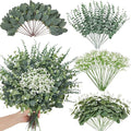240 Pcs 4 Kinds Mixed Faux Eucalyptus Stems, Baby Breath Flowers Artificial Bulk with Greenery Stems for DIY Bouquets Wedding Home Floral Greenery Decor