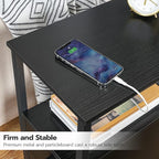 HOOBRO End Table with Charging Station, Narrow Side Table with 2 Drawer & USB Port & Power Outlets, Nightstand for Small Spaces, Stable and Sturdy, for Living Room, Bedroom, Black BK541BZ01