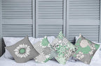 Ambesonne Floral Throw Pillow Cushion Case Pack of 4, Flower Petals Modern Color Palette Chamomile Peony Dahlia and Sunflower Print, Modern Accent Double-Sided Digital Printing, 24", Sea Green Grey