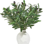 5 PCS 18 Inch Olive Tree Branches Greenery Stems Artificial Plants Faux Olive Branch for Vase Realistic Green Stem Home Decor Indoor