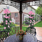 RECUTMS 4PCS Artificial Rose Vine Hanging Plants Fake Flower Outdoor Flowers UV Resistant for Indoor Outside Garden Porch Window Box Home Wedding Farmhouse (Pink)