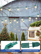 SUNSGNE 25Ft Round Christmas Lights Outdoor, G40 Globe String Lights with 27 LED Clear Lights(2 Spare), Green Wire String Lights for Yard Patio Porch Tent Pergola Backyard Christmas Decorations