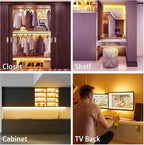 LAFULIT 10 PCS Under Cabinet Lights Kit, Stick on Lights, Flexible Led Strip Lights with Remote and Power Adapter, for Kitchen Cabinets Shelf Desk Counter Corner, 2700K Warm White, 16.4ft