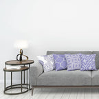 Ambesonne Vintage Throw Pillow Cushion Case Pack of 4, Monochrome Design Grid Trellis Quatrefoil Mesh and Dahlia Flowers Modern Print, Modern Accent Double-Sided Digital Printing, 20", Lavender White