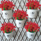 Lnoicy 12 Pcs Artificial Flowers for Outdoor,Plastic Flowers Decoration, UV Resistant Faux Flowers Shrubs, Artificial Plants for Indoor Outside Garden Home Wedding Farmhouse（Red）