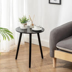 Apicizon Round Side Table Set of 2, Black Nightstand Coffee End Table for Living Room, Bedroom, Small Spaces, Morden Side Table Home Decor Bedside with Wood Legs, 16.5 x 20.5 Inches