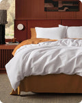 Bedsure Cotton Duvet Cover King - 100% Cotton Waffle Weave Bright White Duvet Cover King Size, GentleSoft™ and Breathable Bedding Set for All Season, 3 Pieces, 104"x90"