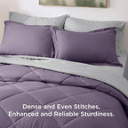 Bedsure Twin Comforter Set - 5 Pieces Reversible Grayish Purple Bedding, Twin Size Bed Set for All Seasons, Bed in a Bag with Down Alternative Comforter, Sheets, Pillowcase & Sham