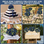 Zeyune 8 Pack 12 Inch Wedding Bouquets for Bride Bridesmaid Dark Blue Artificial Rose Bouquet Fake Silk Roses Flowers Bunches Bulk for Home Office Garden Parties Decoration