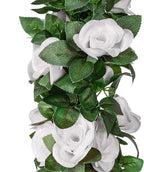 5Pcs(41FT) Flower Garland Artificial Rose Vine Garland Artificial Flowers for Wedding Party Arch Garden Floral Garlands Decor (White)