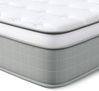 Vesgantti King Size Mattress, 10 inch Innerspring Hybrid Pocket Spring King Bed Mattress in a Box with Memory Foam & Knitted Fabric, Pressure Relief, Medium Firm, Grey