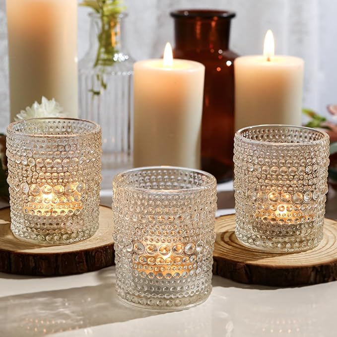 36 Packs Votive Candle Holders, Glass Candle Holders Bulk Tealight Candle Holder for Table Clear Tea Light Candle Holder for Wedding Christmas Party