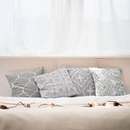 Ambesonne Vintage Throw Pillow Cushion Case Pack of 4, Monochrome Design Grid Trellis Quatrefoil Mesh and Dahlia Flowers Modern Print, Modern Accent Double-Sided Digital Printing, 20", Grey White