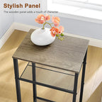 Hoctieon 2-Set 3 Tier End Table, Telephone Table Set of 2, Tall Side Table with Storage Set of 2, Small Nightstand for Small Spaces, Metal Frame, for Living Room, Bedroom, Sofa Couch, Hallway, Greige