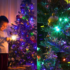 Blissun Christmas Lights, 50-Count Green Wire Light Set, Battery Operated Christmas Mini String Light with 8 Modes, 16 ft Fairy Lights for Christmas Tree Garden Wreath Decorations (1 Pack, Multicolor)