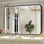 40X30 Inch Black Bathroom Mirror with LED Lights,Metal Frame Lighted Vanity Mirror,Anti Fog Design&Dimmable&Touch Switch, Wall Mounted Makeup Mirror for Home Decor(Horizontal/Vertical)