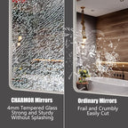 60x28 Matte Bathroom Mirror for Wall, Silver Brushed Framed Bathroom Vanity Mirror, Rectangle Bathroom Nickel Mirror, Rounded Corners, Tempered Glass(Horizontal/Vertical)