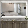 60''x36'' Lighted Mirrors for Bathroom Wall Backlit + Front Lit, Rectangular LED Bathroom Mirror Frameless with Lights Anti Fog, Dimmable, 3 Colors,Tempered Glass, Shatter-Proof (Color 1