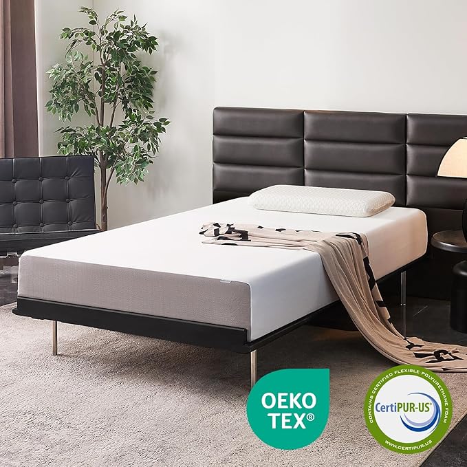 Amazon Basics Memory Foam Mattress, Medium Firm, 10 Inch, Full, White/Grey