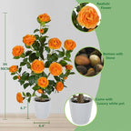 Artificial Camellia Tree 3ft, Fake Plant in White Pot, Faux Camellia Silk Flower Potted Tree for Indoor Outdoor Home Livingroom Office Decor (Orange)