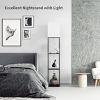 SUNMORY Floor Lamp with Shelves, Modern Square Standing Lamp with 3 Color Temperature Bulb, Corner Display Bookshelf Lamp for Living Room and Bedroom(Black)